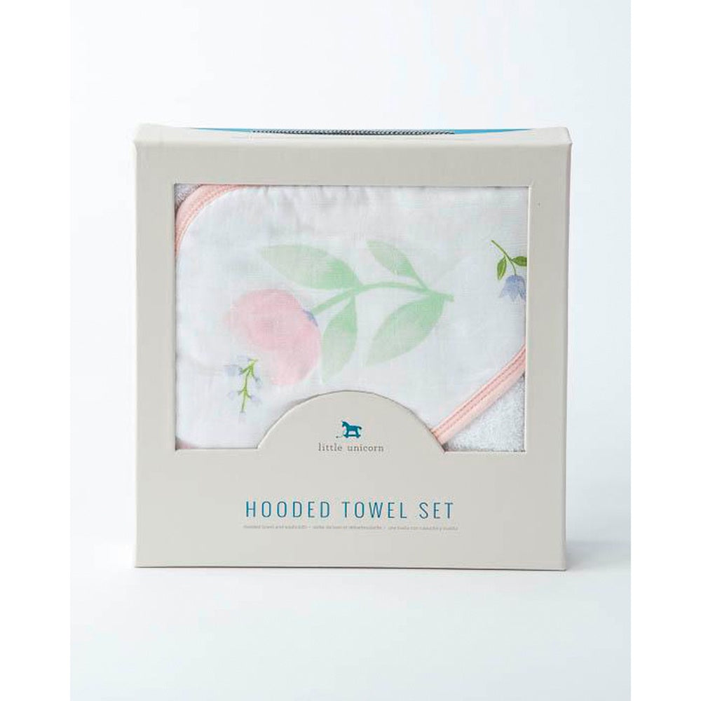 Pink Peony Hooded Towel Set