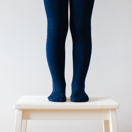 Merino Wool Flat Knit Tights Navy