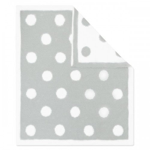Chenille Pram Blanket - Grey Dots