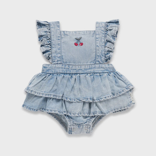 Tencel Denim Ruffle Playsuit