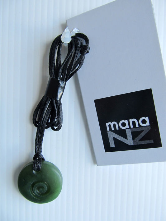 Round Greenstone Pendant with Koro