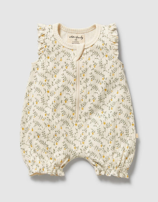 Lemon Leaf Ruffle Zipsuit