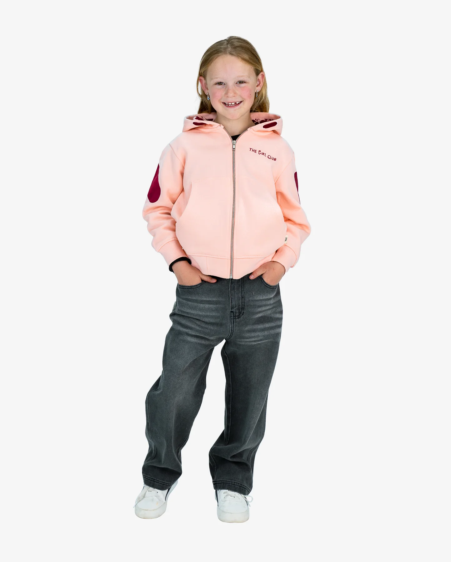 Pink Heart Zip Hood