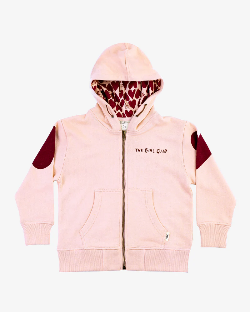 Pink Heart Zip Hood