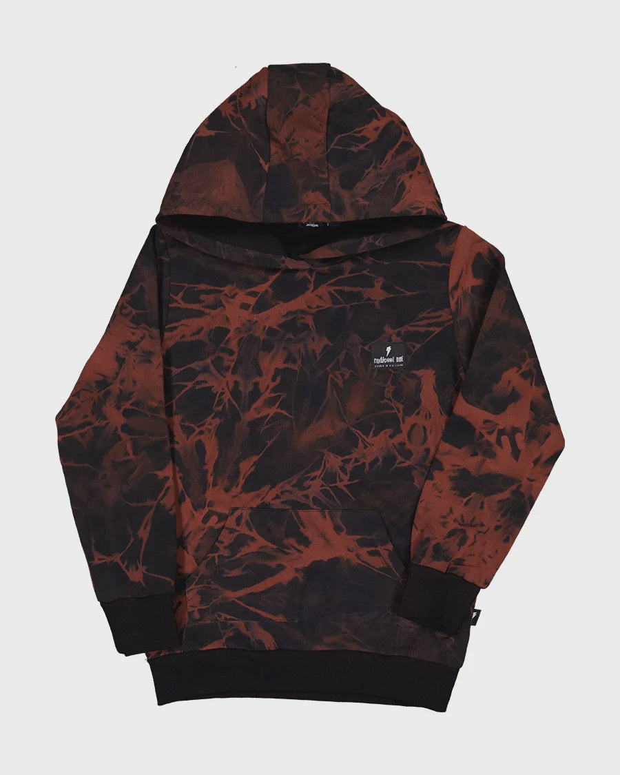 black & rust tie dye pocket hood