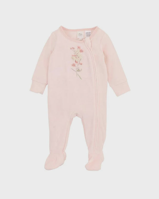 Nancy Velour LS Zip onesie