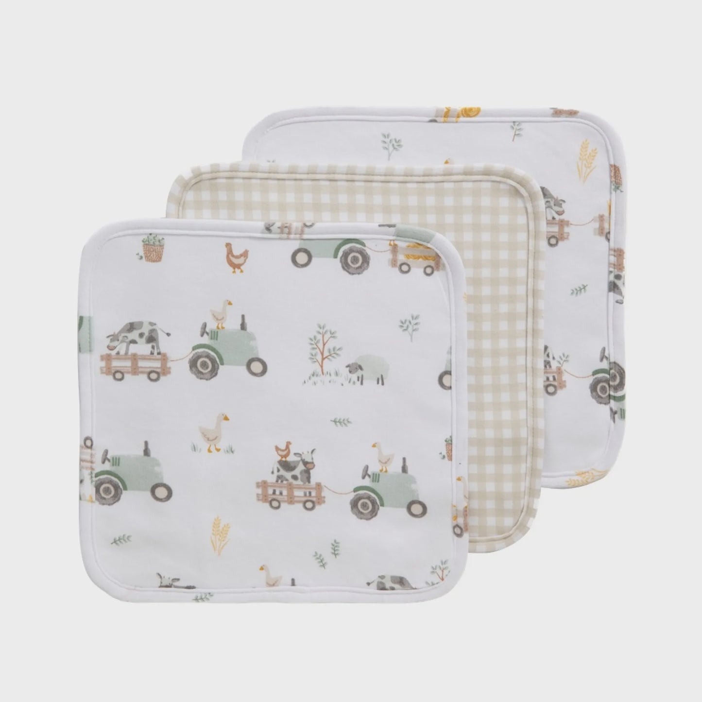 3 Pack Washcloth - Tractor ride