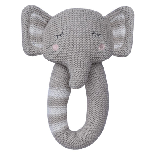 Theodore the elephant knitted rattle