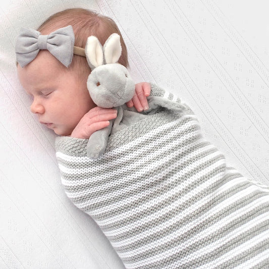 Cotton Knit Baby Blanket Stripe