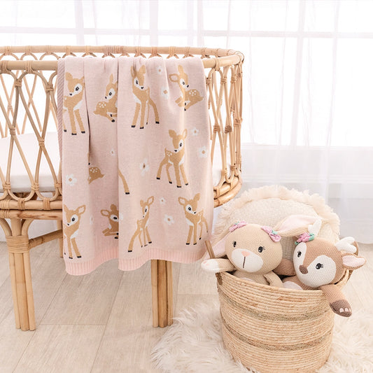 Knit Baby Blanket -Fawn