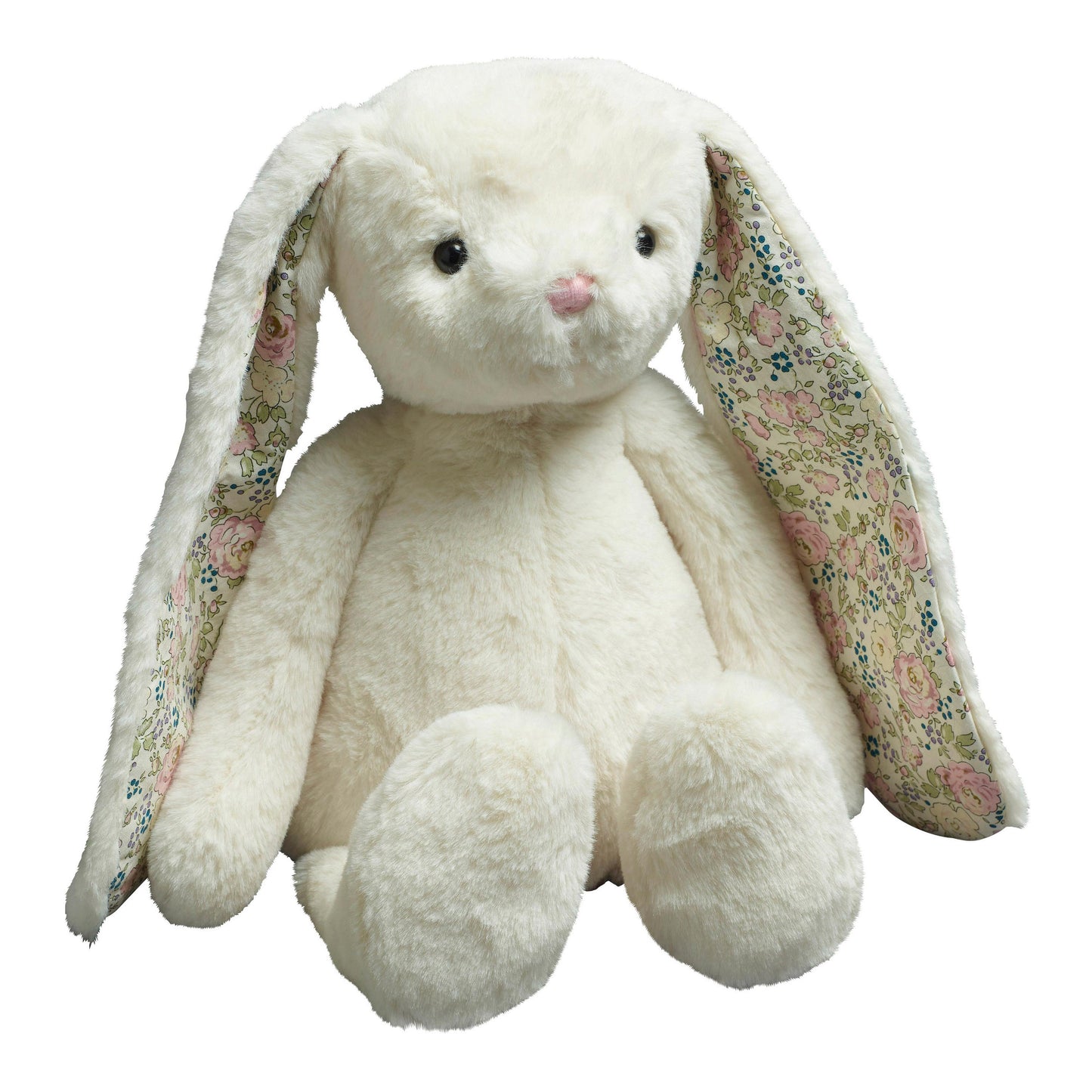 White Plush Bunny with Floral Ears