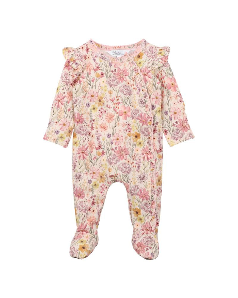 Thea print LS Zip onesie