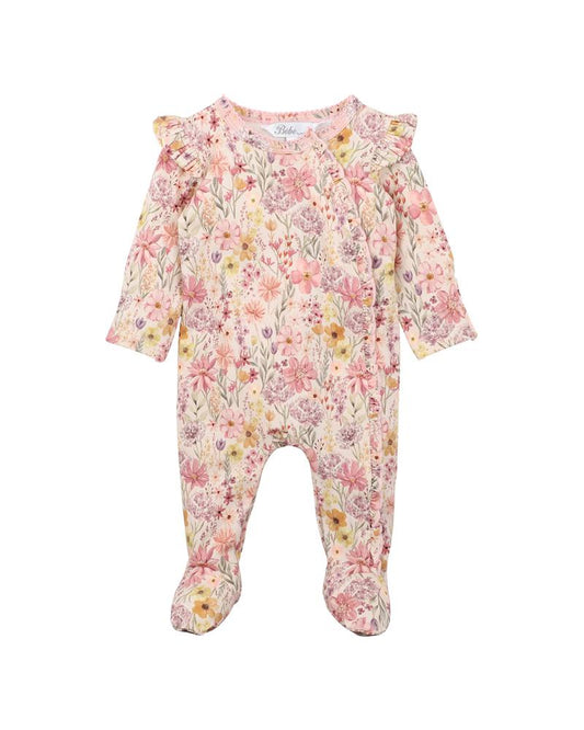 Thea print LS Zip onesie