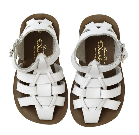 Saltwater Shark White Sandals