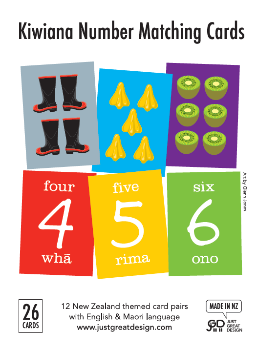 Just Great Design Kiwiana Number Matching Cards – Kids Collection