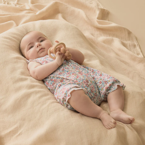 Winter Bloom Organic Waffle Ruffle Zipsuit