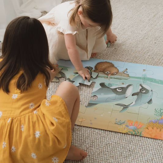 Kuwi the Kiwi - Maui dolphin mischief floor puzzle