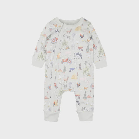 Chester Print Ls Zip Romper